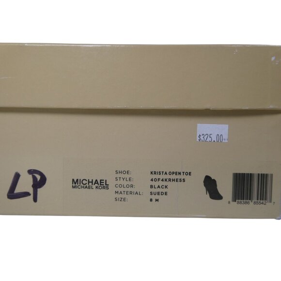 Michael Kors Women's Krista Open Toe Black Suede Heels Size‎ 8M - Picture 14 of 14